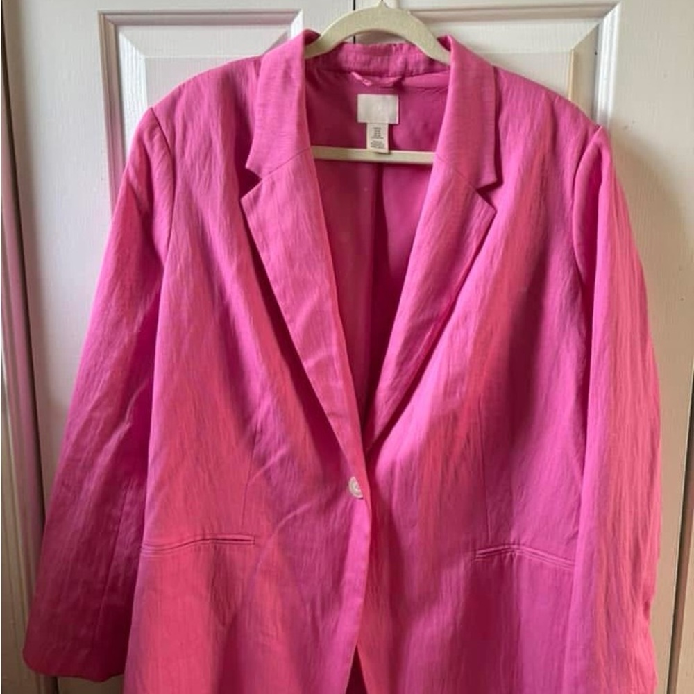 H&M Pink Blazer Classic Notched Lapel